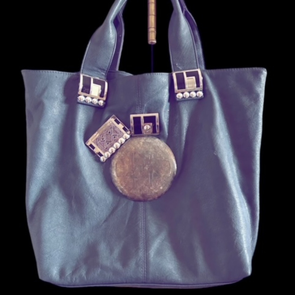 Custom Silver Metals Leather Purse